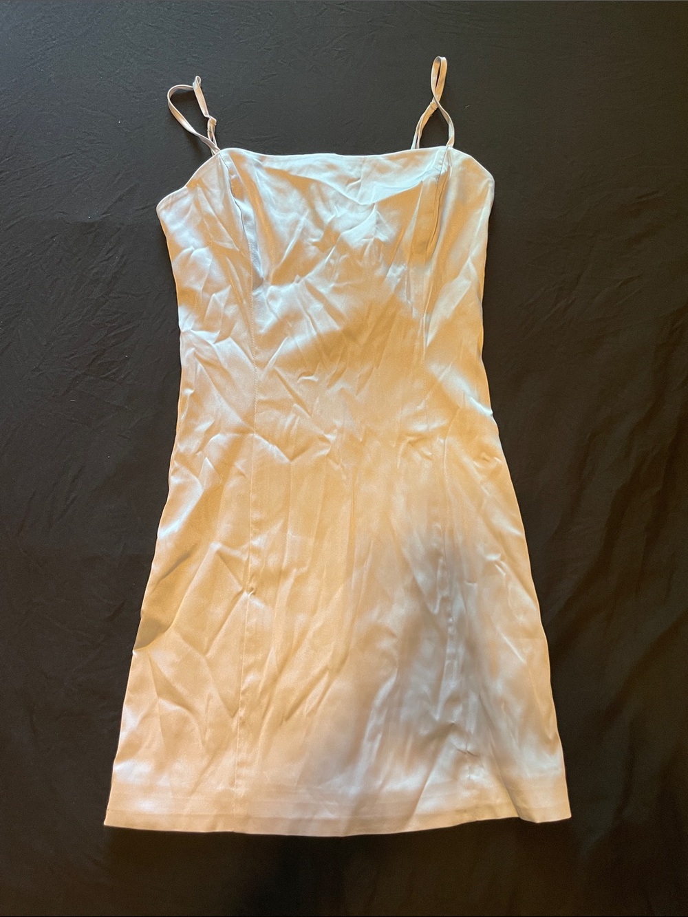 Light blue tight satin mini dress